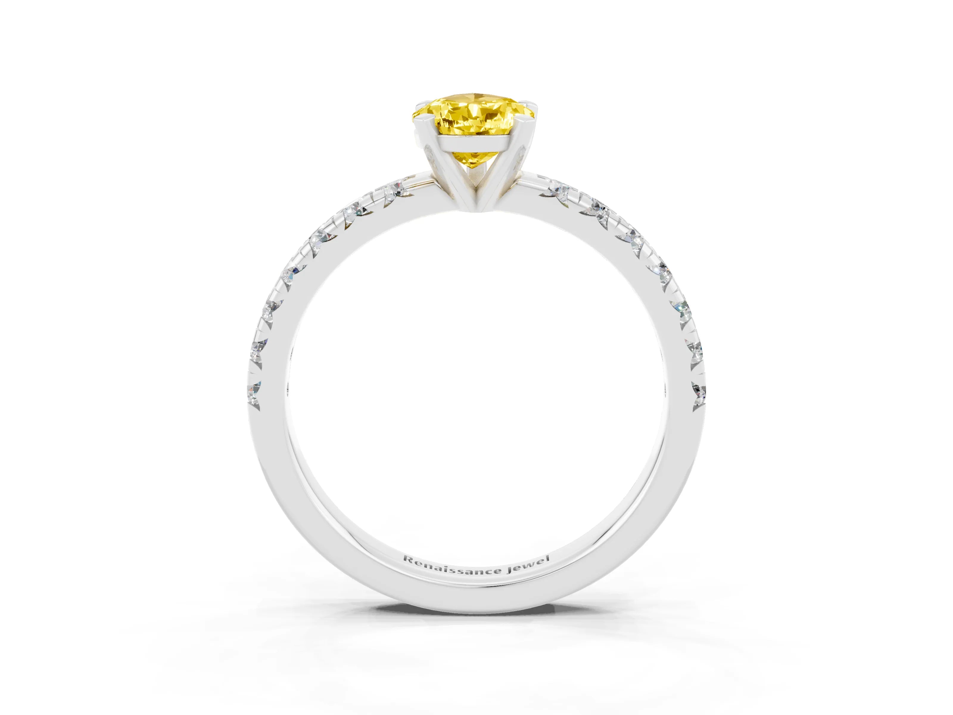 White gold Pear Cut Solitaire Pave Diamond Engagement Ring with Four-Prong Setting_3