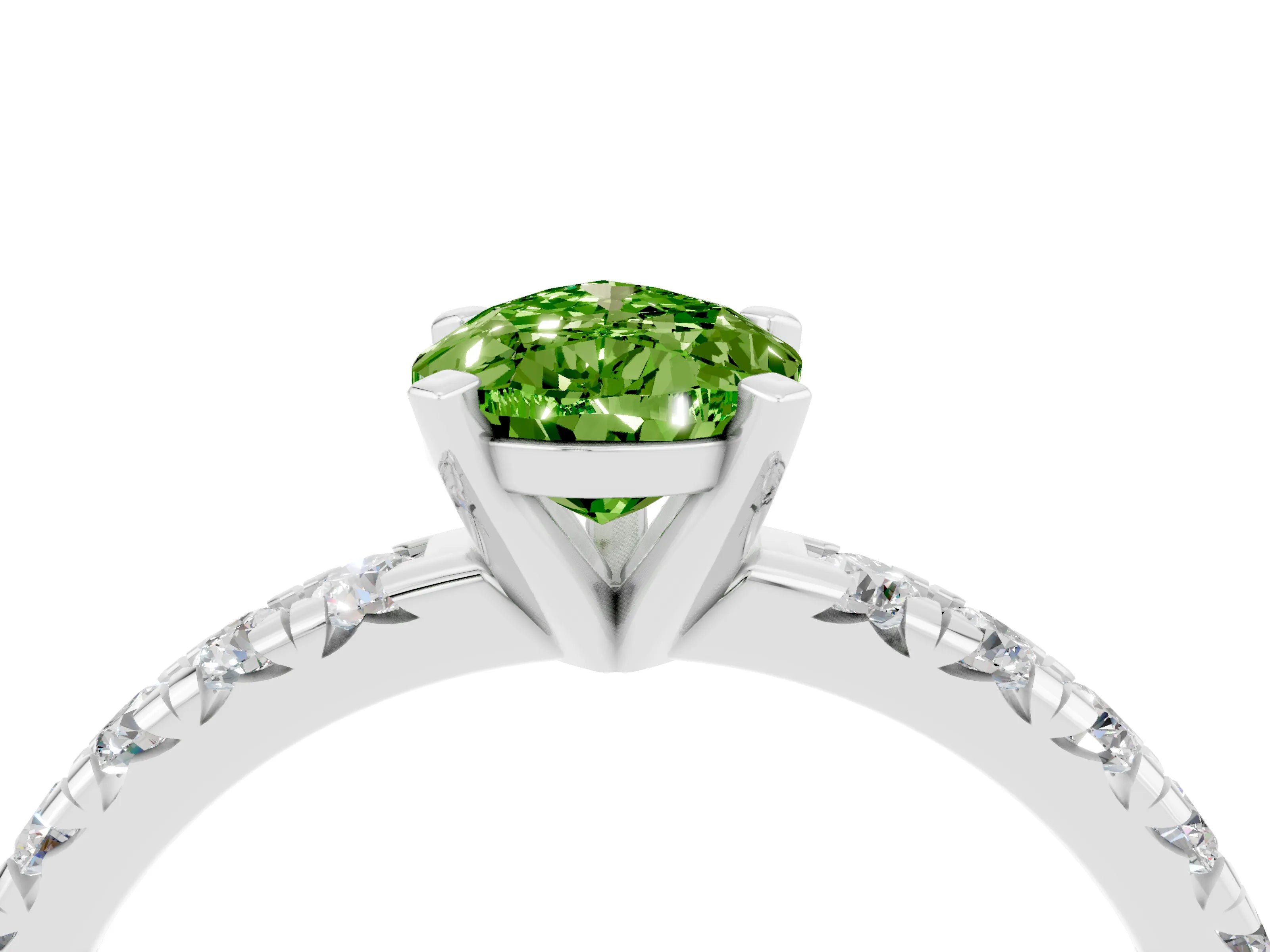 White gold Pear Cut Solitaire Pave Diamond Engagement Ring with Four-Prong Setting_4
