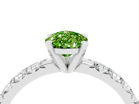 White gold Pear Cut Solitaire Pave Diamond Engagement Ring with Four-Prong Setting_4