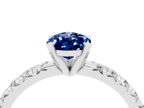 White gold Pear Cut Solitaire Pave Diamond Engagement Ring with Four-Prong Setting_4