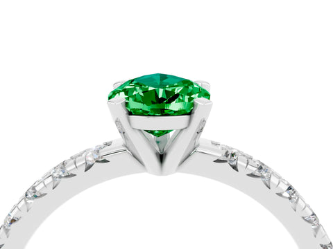 White gold Pear Cut Solitaire Pave Diamond Engagement Ring with Four-Prong Setting_4