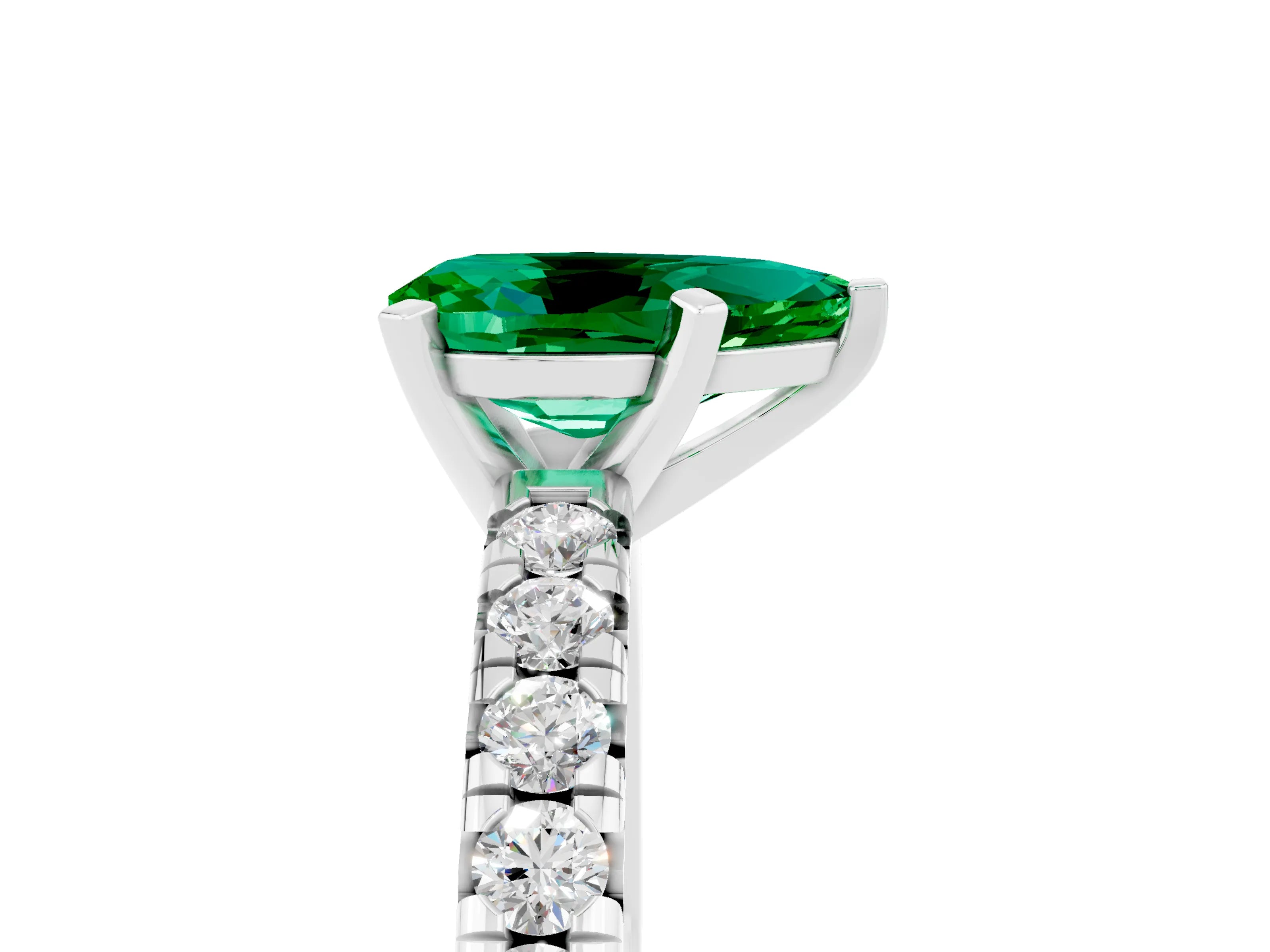 White gold Pear Cut Solitaire Pave Diamond Engagement Ring with Four-Prong Setting_5