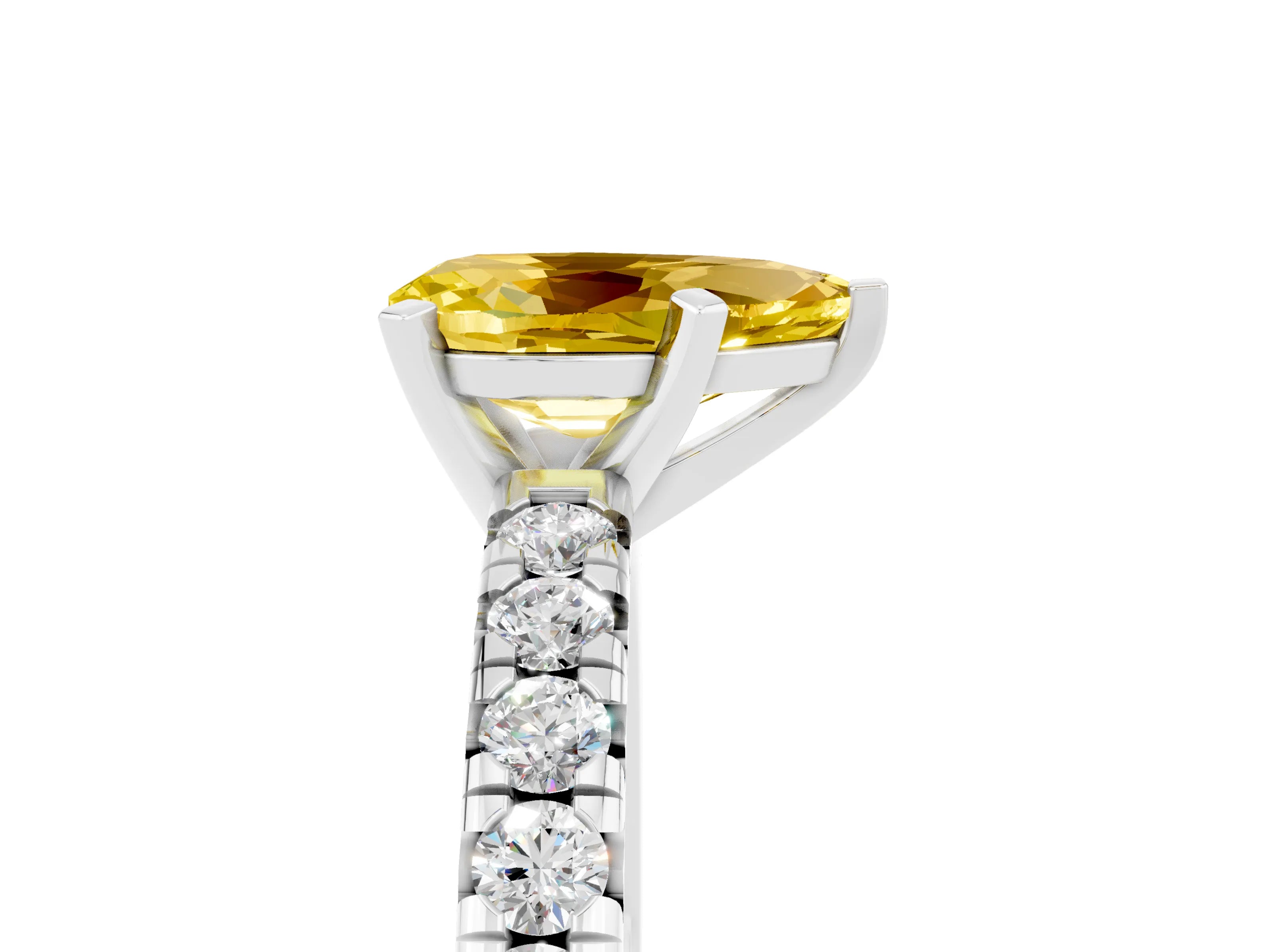 White gold Pear Cut Solitaire Pave Diamond Engagement Ring with Four-Prong Setting_5