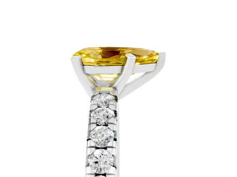 White gold Pear Cut Solitaire Pave Diamond Engagement Ring with Four-Prong Setting_5