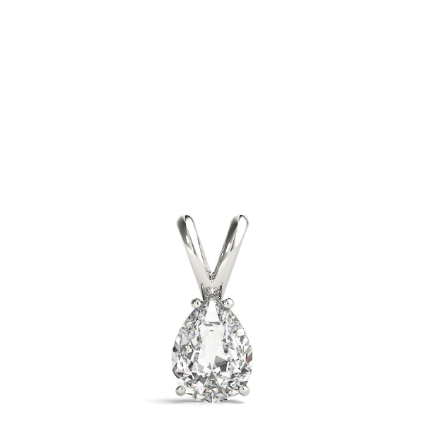 White gold Pear Cut Solitaire Pendant with Three-Prong Setting 1