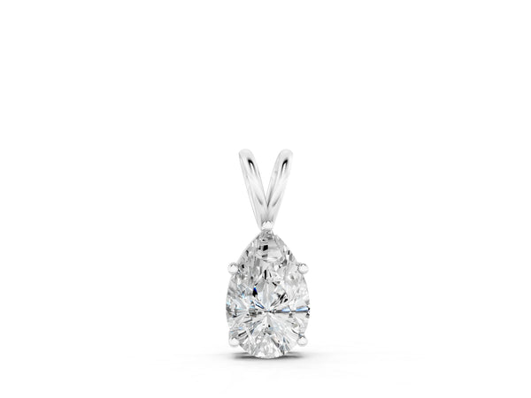 Silver Pear Cut Solitaire Pendant with Three-Prong Setting