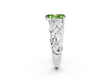 White gold Pear Cut Solitaire Peridot Leaf-Inspired Vine Band Ring with Prong Setting_2