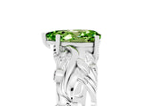 White gold Pear Cut Solitaire Peridot Leaf-Inspired Vine Band Ring with Prong Setting_5