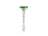 White gold Pear Cut Solitaire Peridot Ring with Pave Band and Four-Prong Setting_2