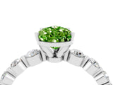 White gold Pear Cut Solitaire Peridot Ring with Pave Band and Four-Prong Setting_4