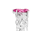 White gold Pear Cut Solitaire Pink Sapphire Leaf-Inspired Vine Band Ring with Prong Setting_29