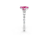 White gold Pear Cut Solitaire Pink Sapphire Ring with Pave Band and Four-Prong Setting_26