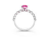 White gold Pear Cut Solitaire Pink Sapphire Ring with Pave Band and Four-Prong Setting_27