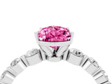 White gold Pear Cut Solitaire Pink Sapphire Ring with Pave Band and Four-Prong Setting_28