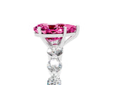 White gold Pear Cut Solitaire Pink Sapphire Ring with Pave Band and Four-Prong Setting_29