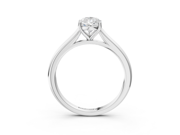 White gold Pear Cut Solitaire Ring with Cathedral Band and Four-Prong Setting
