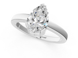 White gold Pear Cut Solitaire Ring with Four-Prong Setting and Classic Band_124