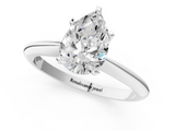 White gold Pear Cut Solitaire Ring with Four-Prong Setting on a Classic Band_106