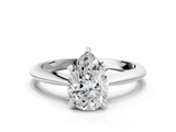 White gold Pear Cut Solitaire Ring with Four-Prong Setting on a Classic Band_106