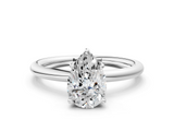 White gold Pear Cut Solitaire Ring with Thin Band and Four-Prong Setting_49