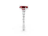White gold Pear Cut Solitaire Ruby Ring with Pave Band and Four-Prong Setting_2