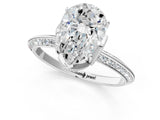 White gold Pear Cut Solitaire Split Shank Pave Diamond Engagement Ring with Four-Prong Setting_394