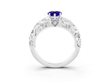 White gold Pear Cut Solitaire Tanzanite Leaf-Inspired Vine Band Ring with Prong Setting_3