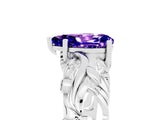 White gold Pear Cut Solitaire Tanzanite Leaf-Inspired Vine Band Ring with Prong Setting_5