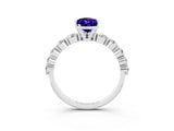 White gold Pear Cut Solitaire Tanzanite Ring with Pave Band and Four-Prong Setting_3