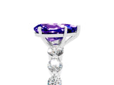 White gold Pear Cut Solitaire Tanzanite Ring with Pave Band and Four-Prong Setting_5