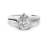 White gold Pear Cut Solitaire Tension Set Diamond Ring with Split Shank Band_99