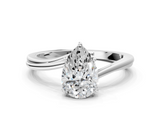 White gold Pear Cut Solitaire Twist Band Ring with Four-Prong Setting_46