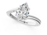 White gold Pear Cut Solitaire Twist Band Ring with Four-Prong Setting_47