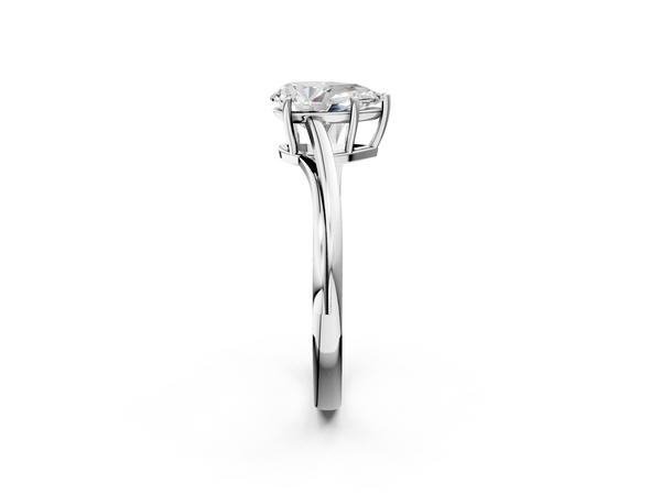 White gold Pear Cut Solitaire Twist Band Ring with Four-Prong Setting