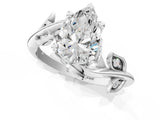 White gold Pear Cut Solitaire Twist Engagement Ring with Leaf Accents and Prong Setting_20