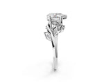 White gold Pear Cut Solitaire Twist Engagement Ring with Leaf Accents and Prong Setting_21