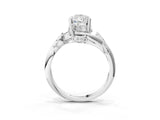 White gold Pear Cut Solitaire Twist Engagement Ring with Leaf Accents and Prong Setting_22