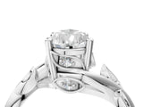 White gold Pear Cut Solitaire Twist Engagement Ring with Leaf Accents and Prong Setting_23