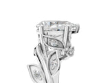 White gold Pear Cut Solitaire Twist Engagement Ring with Leaf Accents and Prong Setting_24
