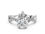 Silver 1.17 Carat D VS1 Round Solitaire Twist Pave Diamond Engagement Ring with Prong Setting