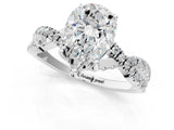 White gold Pear Cut Solitaire Twist Pave Diamond Engagement Ring with Prong Setting_174