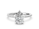 White gold Pear Cut Solitaire Twisted Band 4-Prong Ring_225