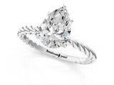 White gold Pear Cut Solitaire Twisted Band 4-Prong Ring_226