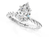 White gold Pear Cut Solitaire Twisted Band with Four-Prong Setting_120