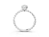 White gold Pear Cut Solitaire Twisted Band with Four-Prong Setting_122