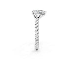 White gold Pear Cut Solitaire Twisted Band with Four-Prong Setting_123