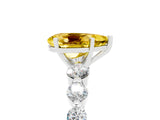 White gold Pear Cut Solitaire Yellow Sapphire Ring with Pave Band and Four-Prong Setting_29