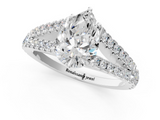 White gold Pear Cut Split Shank Pave Diamond Engagement Ring with Four-Prong Setting_81
