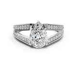 White gold Pear Cut Split Shank Pave Diamond Ring with Four-Prong Setting_63
