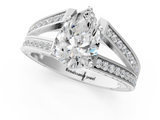 White gold Pear Cut Split Shank Pave Diamond Ring with Four-Prong Setting_64